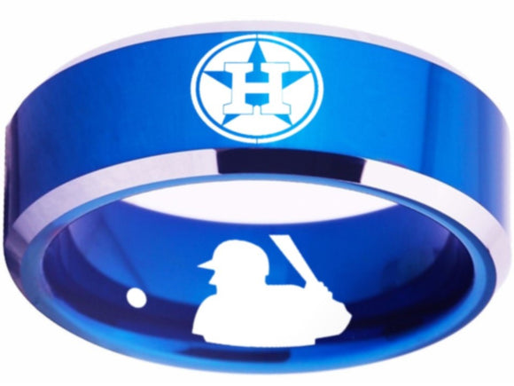 Houston Astros Ring Astros Logo Ring Blue Ring Wedding Band #houston #astros
