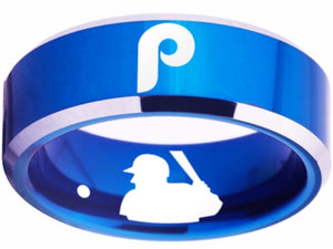 Philadelphia Phillies Ring Phillies Logo Ring BLUE Wedding Band #phillies #mlb