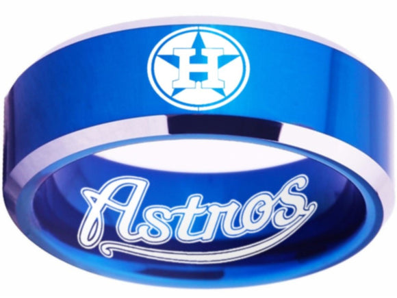 Houston Astros Ring Astros Logo Ring Blue Ring Unisex Band #houston #astros