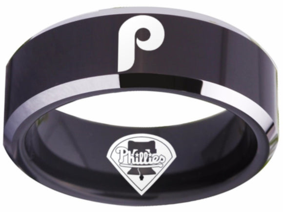 Philadelphia Phillies Ring Phillies Logo Ring MLB Black and Silver #phillies #mlb