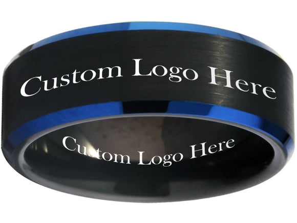 Black and Blue Ring Custom Wedding Band - Customize it! Sizes 6-13 #custom #ring