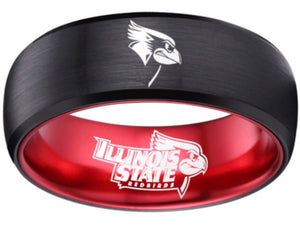 Illinois State Redbirds Logo Ring Black and Red Wedding Band #isu #redbirds