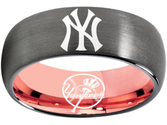 New York Yankees Ring Yankees Logo Ring NYY Grey and Rose Gold #nyy #yankees