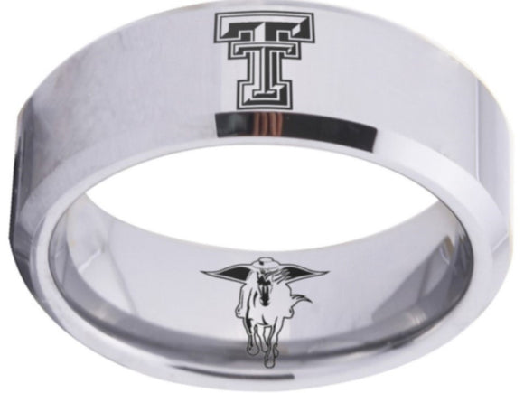 Texas Tech Red Raiders Logo Ring Silver Wedding Band #texastech #redraiders