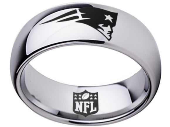 New England Patriots Ring Silver Patriots Logo Comfort Band #patriots