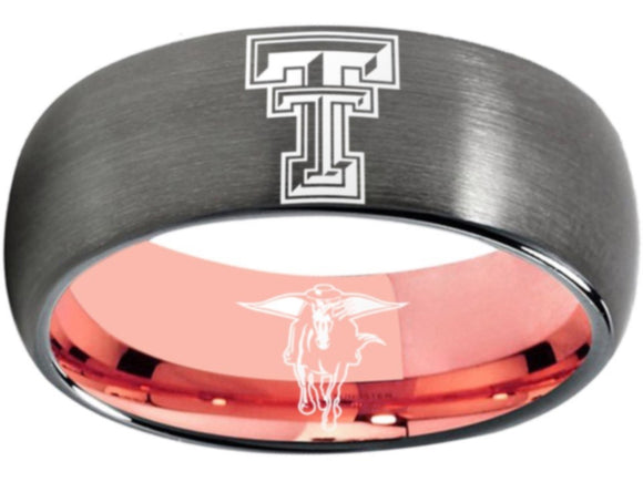 Texas Tech Red Raiders Logo Ring Grey and Rose Gold Band #texastech #redraiders