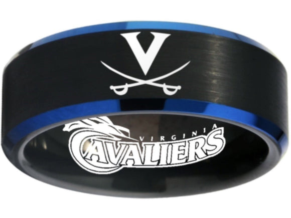Virginia Cavaliers logo Ring Black and Blue Band #virginia #cavaliers