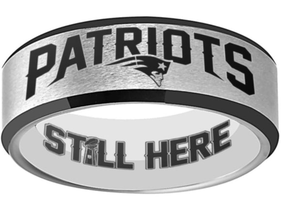 New England Patriots Ring matte Silver Patriots Logo We're Still Here #patriots