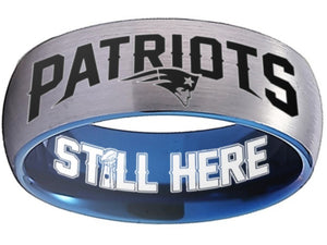 New England Patriots Ring matte Silver & Blue Patriots Logo Still Here #patriots
