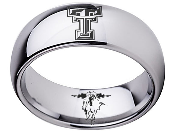 Texas Tech Red Raiders Logo Ring Silver Comfort Wedding Band #texastech #redraiders