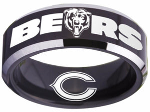 Chicago Bears Ring Bears Logo Ring Black and Silver #chicago #bears