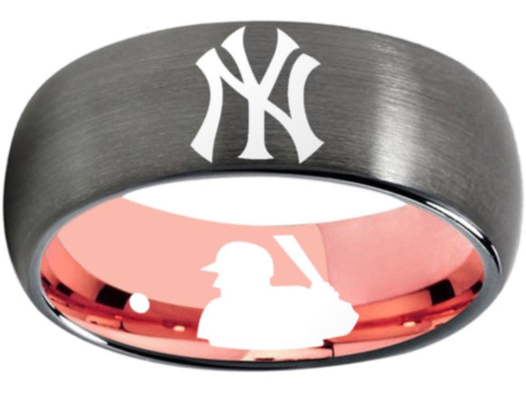 New York Yankees Ring Yankees Logo Ring NYY Grey and Rose Gold #mlb #yankees