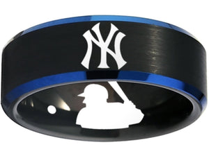 New York Yankees Ring Yankees Logo Ring NYY Black and Blue wedding ring #nyy #yankees
