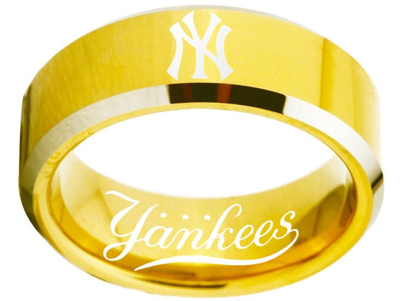 New York Yankees Ring Yankees Logo Ring Gold Silver #mlb #nyy #yankees