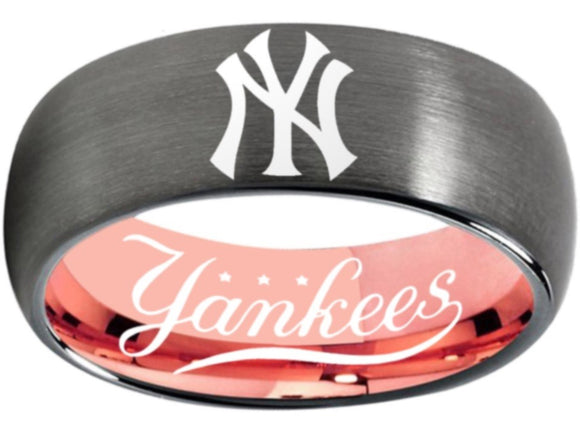 New York Yankees Ring Yankees Logo Ring MLB Grey and Rose Gold #nyy #yankees
