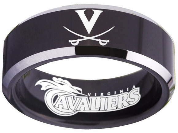 Virginia Cavaliers logo Ring Black and Silver #virginia #cavaliers