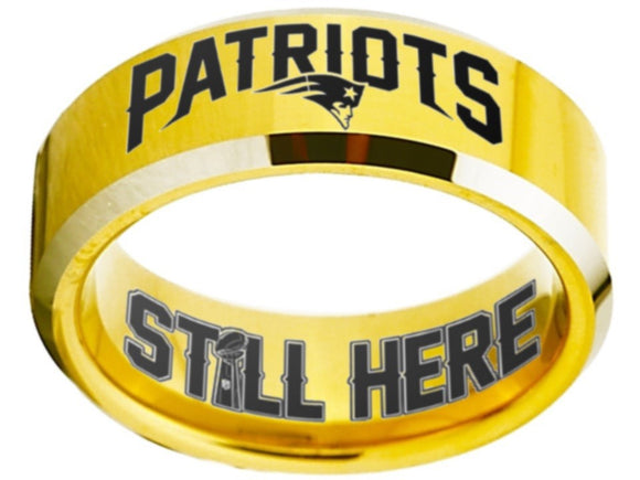 New England Patriots Ring Gold Patriots Logo We're Still Here #patriots