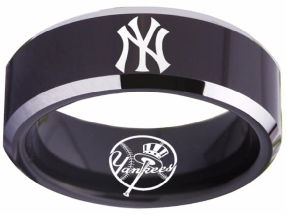 New York Yankees Ring Yankees Logo Ring MLB Black and Silver #nyy #yankees