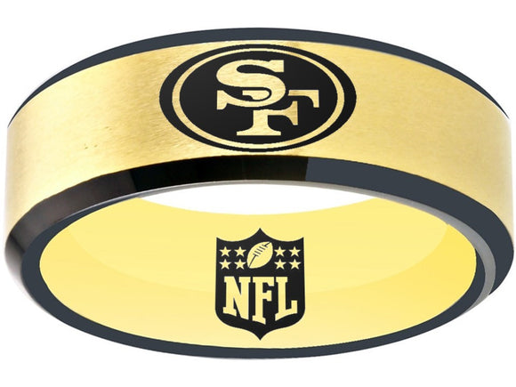 San Francisco 49ers Ring Gold & Black Ring 8mm Tungsten Ring #49ers #NFL