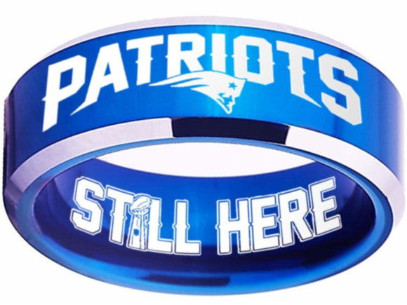 New England Patriots Ring Blue and Silver Patriots Logo We're Still Here #patriots
