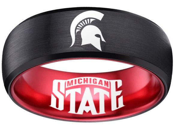 Michigan State Spartans Logo Ring Black and Red Band #msu #spartans