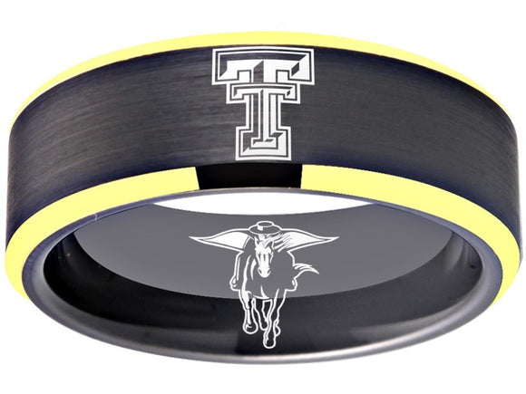 Texas Tech Red Raiders Logo Ring Black and Gold Band #texastech #redraiders