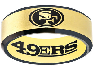 San Francisco 49ers Ring Gold & Black Ring 8mm Tungsten Ring #49ers