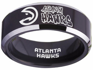 Atlanta Hawks Ring Black & Silver Graffitti Wedding Ring Sizes 4-17 #atlanta #hawks