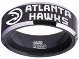 Atlanta Hawks Ring Black & Silver Wedding Ring Sizes 4-17 #atlanta #hawks