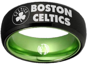 Boston Celtics Ring Clover Black & Green Wedding Ring Sizes 6-13 #celtics #nba