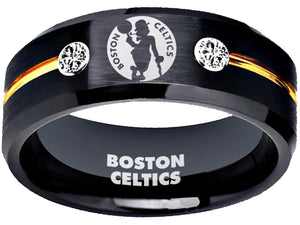 Boston Celtics Ring Black & Gold CZ Wedding Ring Sizes 6-13 #celtics