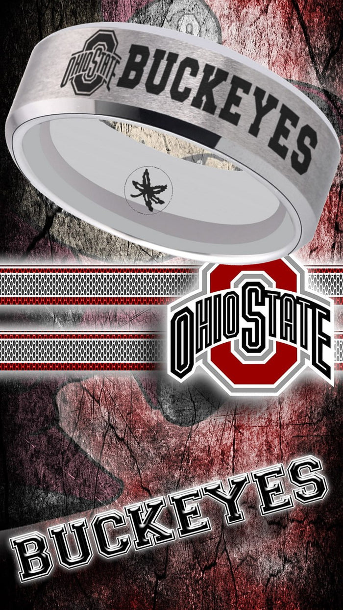 Ohio State Buckeyes Ring | Silver Wedding Band | Sizes 6 - 13