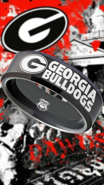 Georgia Bulldogs Ring | Black Wedding Band | Sizes 6 - 13 | #UGA