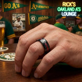 Oakland A's Ring | Black & Red CZ | Customizable