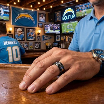 LA Chargers Ring | Black Gold & Blue CZ | Customizable