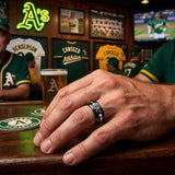 Oakland A's Ring | Black & Gold CZ | Customizable