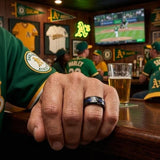 Oakland A's Ring | Black & Blue CZ | Customizable
