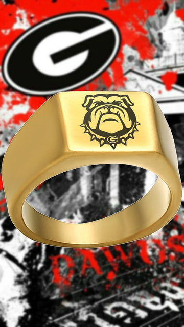 Georgia Bulldogs Ring | Gold | UGA Bulldog Logo Ring | Sizes 8-12