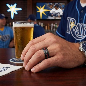 Tampa Bay Rays Ring | Black & Red CZ | Customizable