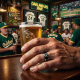 Oakland A's Ring | Black & Silver | Customizable