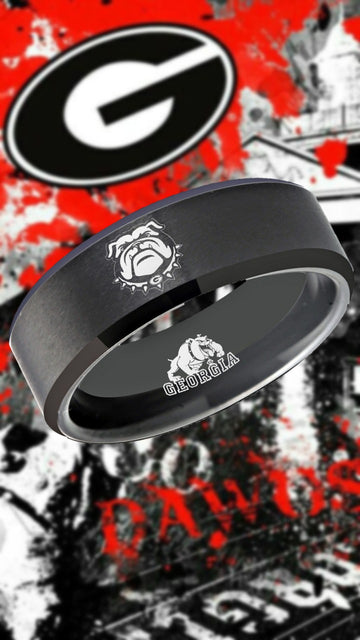 Georgia Bulldogs Ring Matte Black Wedding Band | Sizes 6 - 13 #uga #dawgs #georgia