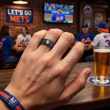 NY Mets Ring | Black & Red CZ | Customizable