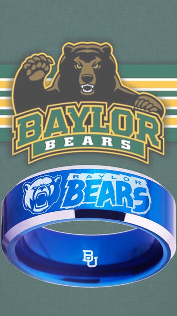 Baylor Bears Ring Blue & Silver Wedding Band | Sizes 4-17 #bu #baylor #bears