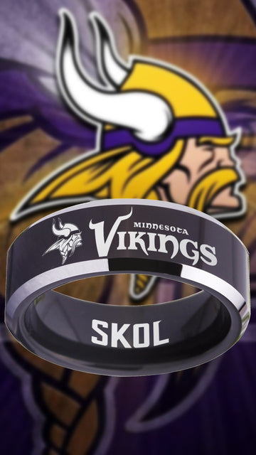Minnesota Vikings Ring Black & Silver Wedding Band | Sizes 4 - 17 #vikings #skol #nfl