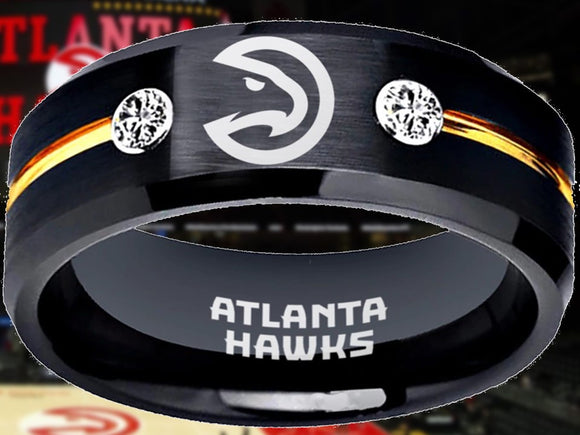 Atlanta Hawks Ring Black & Gold CZ Wedding Ring Sizes 6-13 #atlanta #hawks