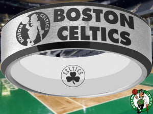 Boston Celtics Ring Silver & Black Wedding Ring Sizes 6 - 13 #celtics #nba