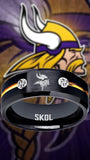 Minnesota Vikings Ring Black & Gold CZ Wedding Band | Sizes 6-13 #vikings #skol #nfl
