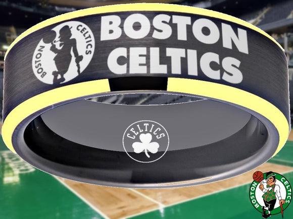 Boston Celtics Ring Black & Gold Wedding Ring Sizes 6 - 13 #bostonceltics #nba