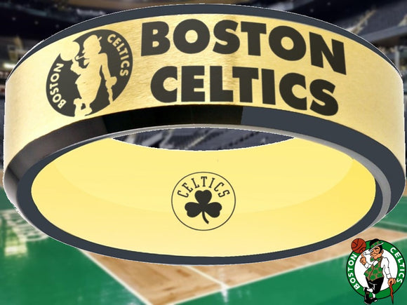 Boston Celtics Ring Gold & Black Wedding Ring Sizes 6 - 13 #celtics #nba