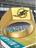 Miami Dolphins Ring Gold Titanium Steel Ring #miami #dolphins